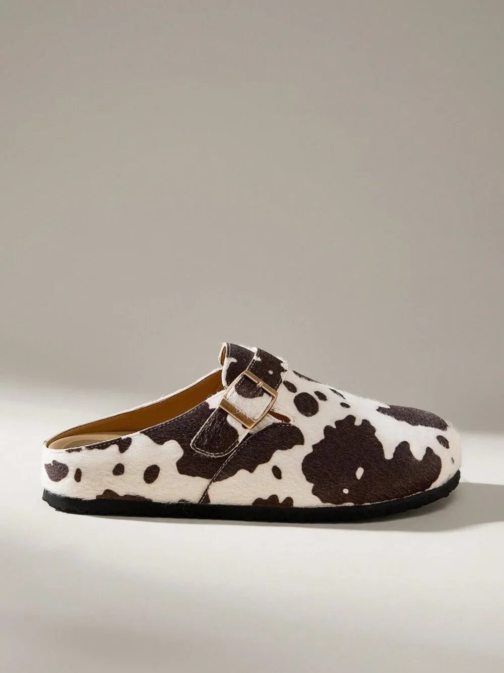 Brown Casual Women's Cow Print Flat Loafers Shoes